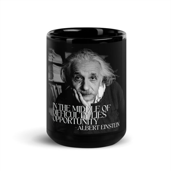 Albert Einstein Black Mug- In the Middle of Difficulty Lies Opportunity - Image 6